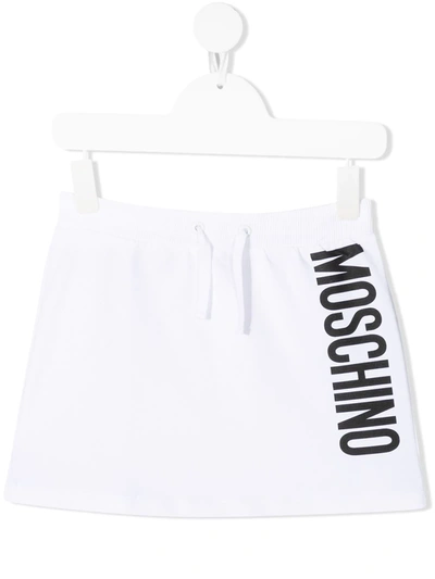 Shop Moschino Teen Logo Print Skirt In White