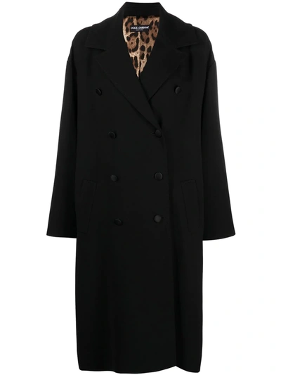 Shop Dolce & Gabbana Double-breasted Virgin Wool-blend Coat In Black