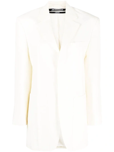 Shop Jacquemus Single-breasted Blazer Jacket In Neutrals