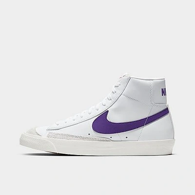 Shop Nike Men's Blazer Mid '77 Vintage Casual Shoes In White/voltage Purple/sail