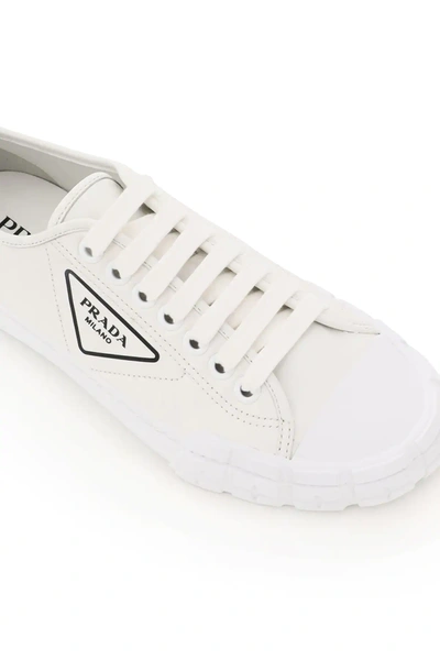 Shop Prada Nappa Wheel Sneakers In White