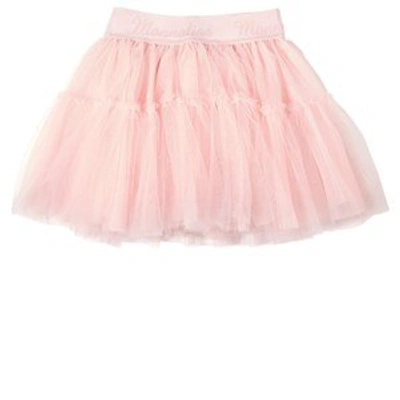 Shop Monnalisa Pink Gonna Tulle Basic Skirt