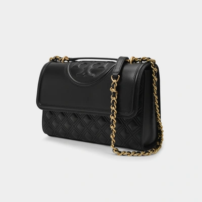 Tory Burch Fleming Leather Convertible Shoulder Bag In Black