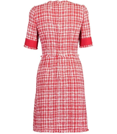 Shop Dolce & Gabbana Tweed Mini Dress In Red/wht