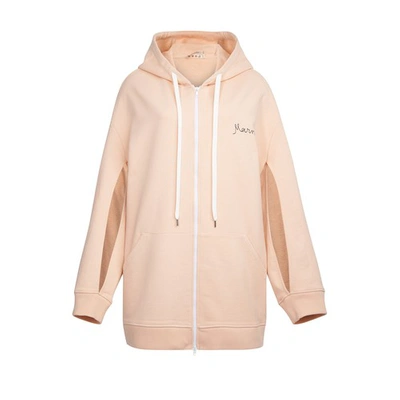 Shop Marni Oversized Zippered Hoodie In Antique Rose
