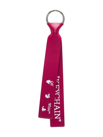 Shop Off-white Quote Print Keyring In Pink