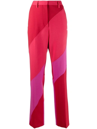 Shop Off-white Spiral Panelled Tailored Trousers In Red