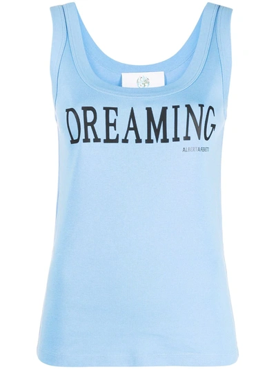 Shop Alberta Ferretti Slogan-print Tank Top In Blue