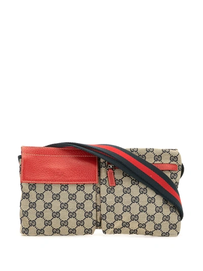 Pre-owned Gucci Shelly Line Belt Bag In Blue