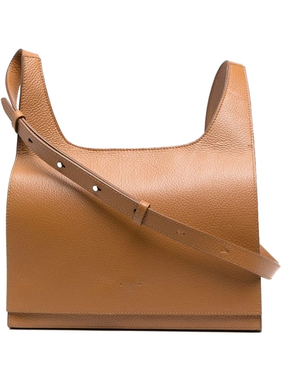 Shop Aesther Ekme Pebbled Effect Foldover Top Shoulder Bag In Brown