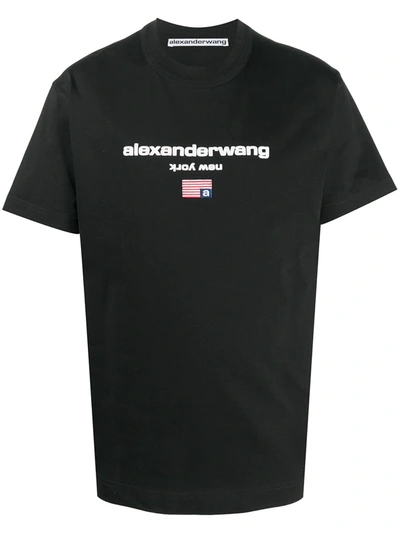 Shop Alexander Wang Logo-print Cotton T-shirt In Black