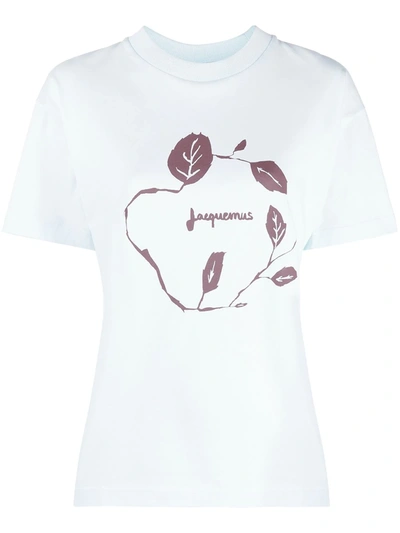 Shop Jacquemus Leaf Logo Print T-shirt In Blue