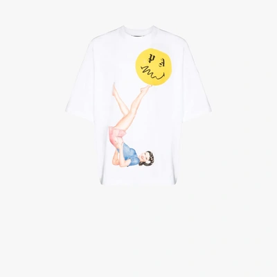 Shop Palm Angels Juggler Pin-up Cotton T-shirt In White