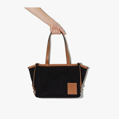 Shop Loewe Black Cushion Canvas Tote Bag