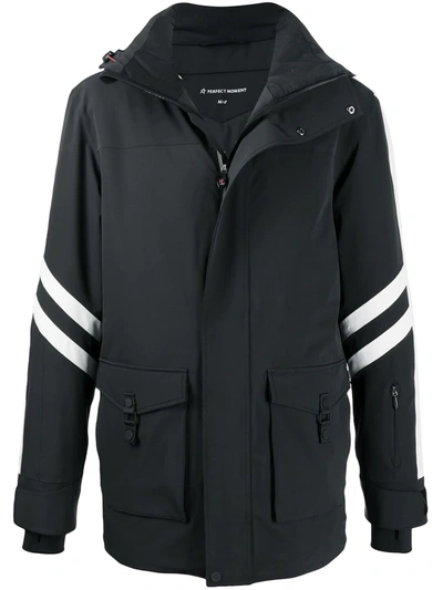 Shop Perfect Moment Side Stripe Detail Hooded Jacket In Black