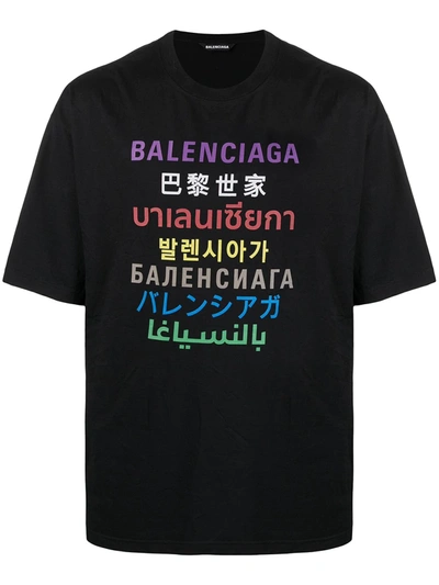 Shop Balenciaga Translation Logo Print T-shirt In Black
