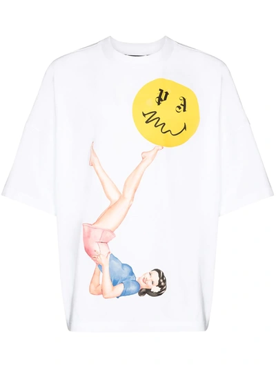 Shop Palm Angels Graphic Print Cotton T-shirt In White