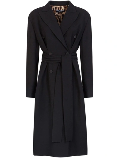 Shop Dolce & Gabbana Belted Double-breasted Coat In Black