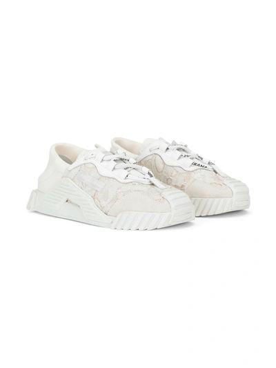 Shop Dolce & Gabbana Logo-patch Lace-detail Sneakers In White