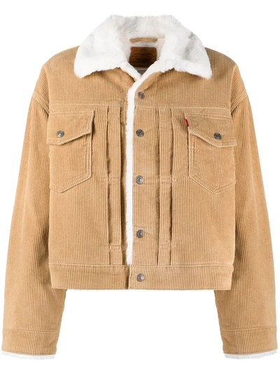 Shop Levi's Corduroy Cropped Jacket In Brown