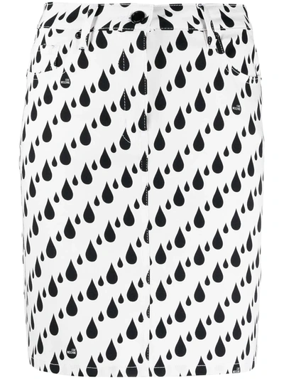 Shop Love Moschino Raindrop Print Skirt In White