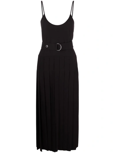 Shop Chloé Pleated Skirt Sleeveless Dress In Black