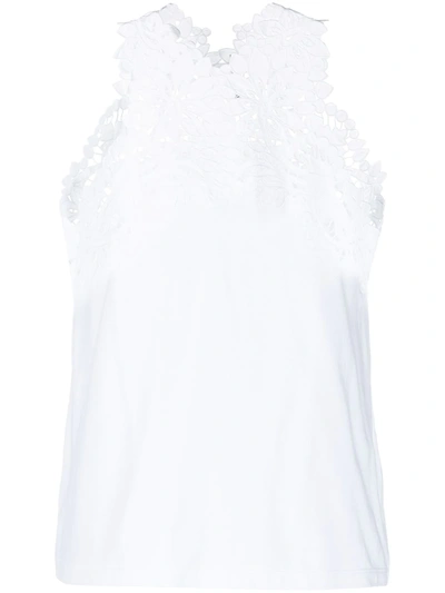 Shop Ermanno Scervino Floral-lace Sleeveless Top In White