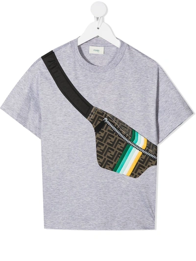 Shop Fendi Belt Bag T-shirt In Grey