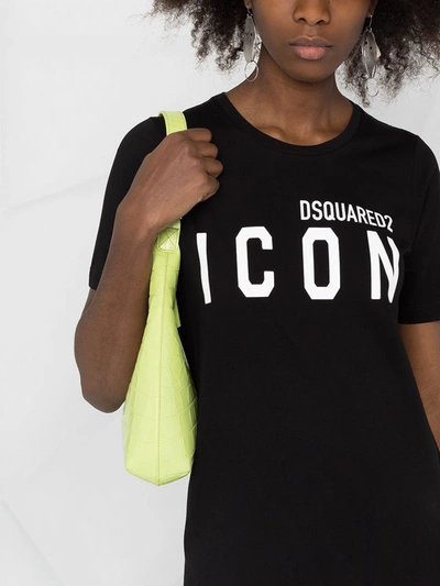 Shop Dsquared2 Icon Print Cotton T-shirt Dress In Black