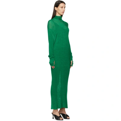Shop Balenciaga Green Metallic High Neck Dress In 3001 Green