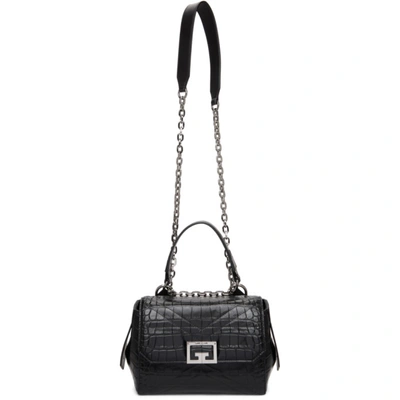 Shop Givenchy Black Croc Small Id Bag In 001 Black