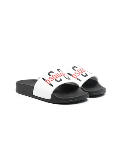 Shop Dsquared2 Icon-print Slides In Black