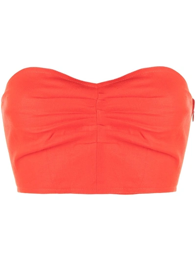 Shop Mara Hoffman Thea Cropped Bustier Top In Red