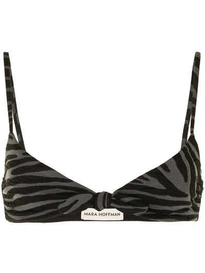 Shop Mara Hoffman Carla Zebra-print Bikini Top In Black