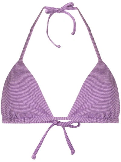 Shop Mara Hoffman Rae Striped Bikini Top In Purple