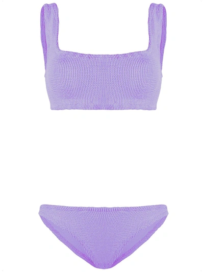 Shop Hunza G Xandra Crinkled Bikini Set In Purple