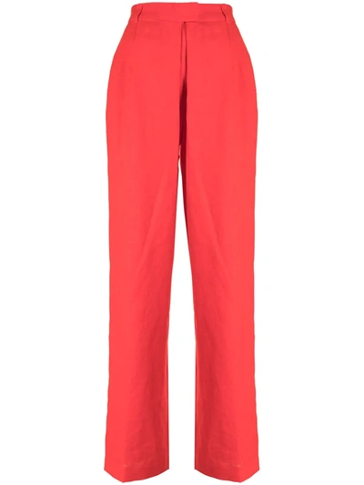 Shop Mara Hoffman Eldra High-waist Trousers In Red