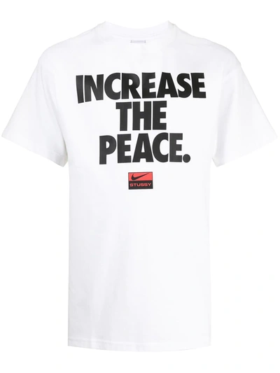 Shop Nike Slogan-print Cotton T-shirt In White