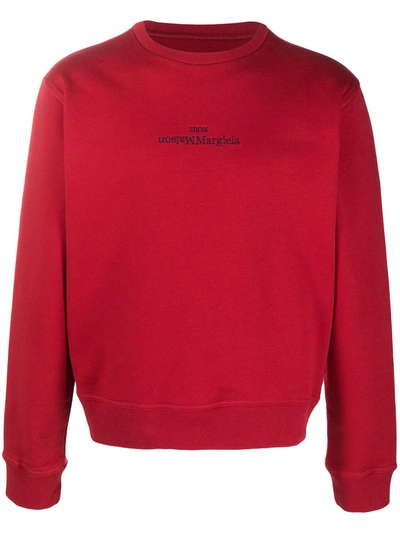 Shop Maison Margiela Logo-embroidered Sweatshirt In Red