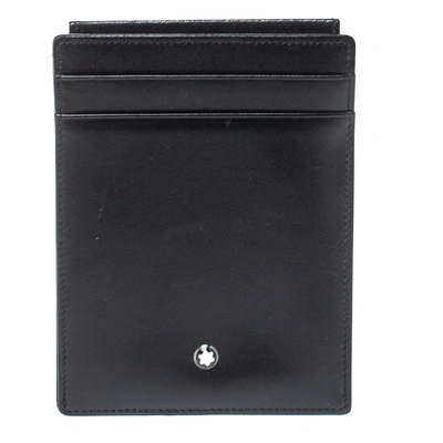 Pre-owned Montblanc Black Leather Sartorial Pocket 4cc With Id Card Holder