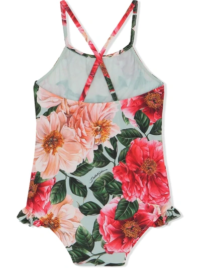 Shop Dolce & Gabbana Floral-print Swimsuit In Pink