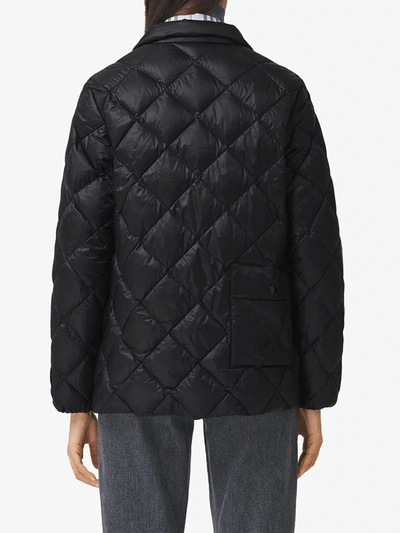 Shop Burberry Quilted Button Up Jacket In Black
