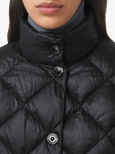 Shop Burberry Quilted Button Up Jacket In Black