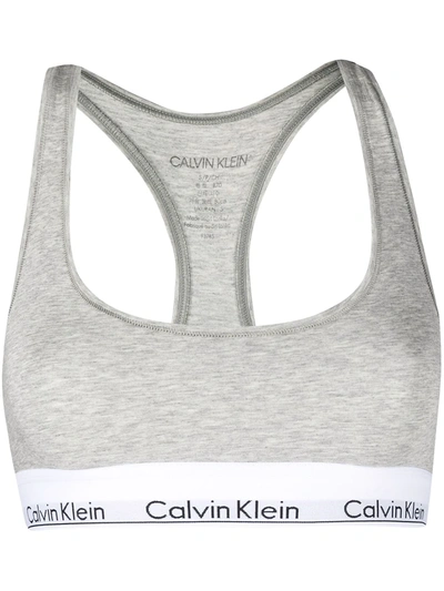 frivillig generøsitet ørn Calvin Klein Underwear Modern Cotton Ribbed Stretch Modal-blend Soft-cup  Bra In Grey | ModeSens