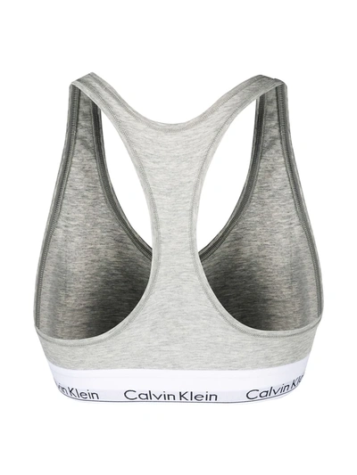 Shop Calvin Klein Underwear Logo Sports Bra In Grey