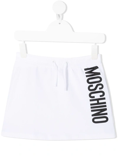 Shop Moschino Logo Print Mini Skirt In White