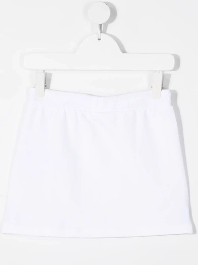 Shop Moschino Logo Print Mini Skirt In White