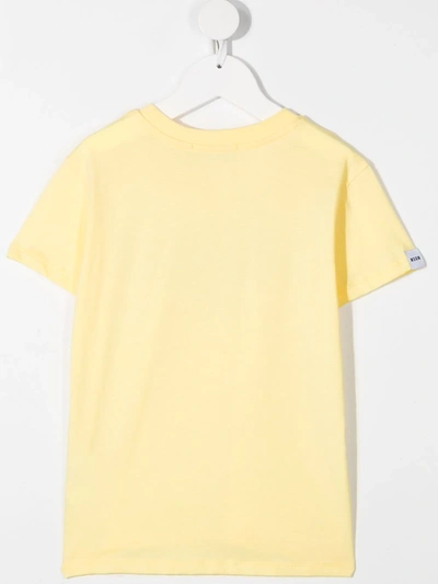 Shop Msgm Logo Print T-shirt In Yellow