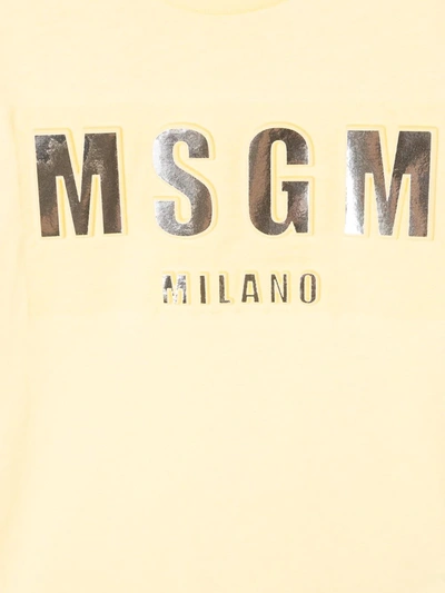 Msgm Logo Print T-shirt In Yellow