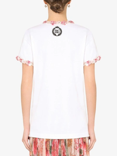 Shop Dolce & Gabbana Floral Appliqué T-shirt In White